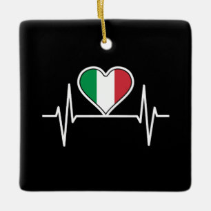 Italy Flag Heartbeat Ceramic Ornament