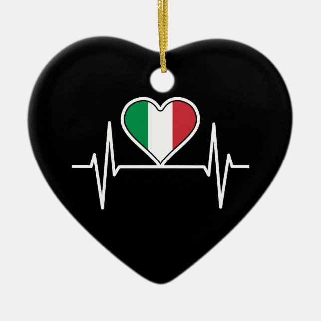 Italy Flag Heartbeat Ceramic Ornament (Front)