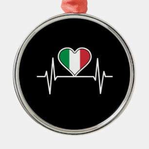 Italy Flag Heartbeat Metal Ornament
