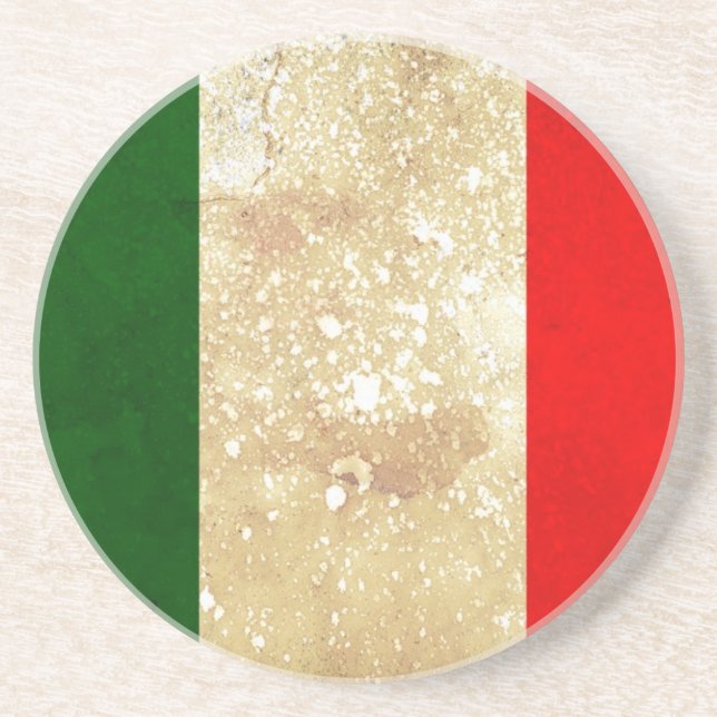 Italy Flag in Grunge Coaster (Front)