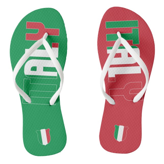 Italy Flag Inscription Green Red White Two Colour  Thongs (Footbed)