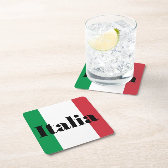 Italy Flag Italian Pride Europe Country Square Paper Coaster (Insitu)