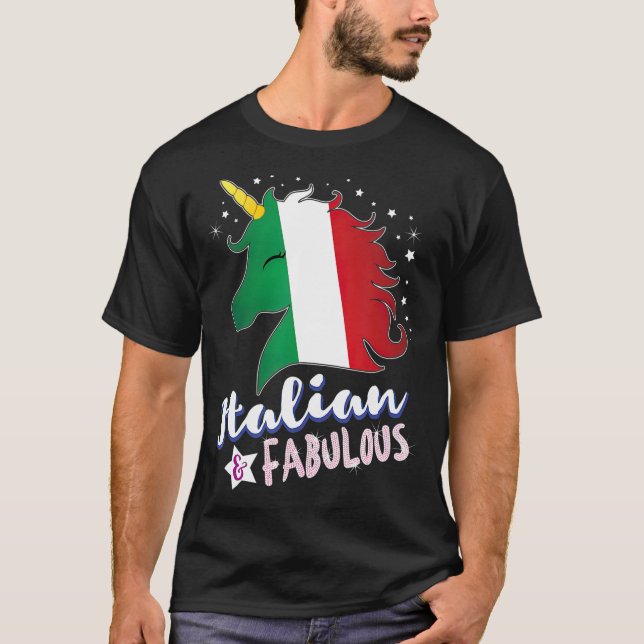 Italy Flag Italian Unicorn T-Shirt (Front)