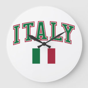 Italy + Flag Large Clock