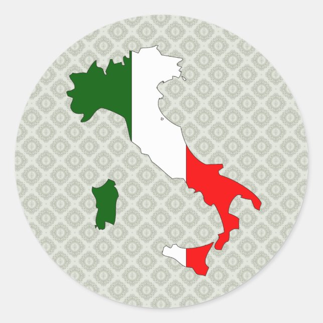 Italy Flag Map full size Classic Round Sticker (Front)