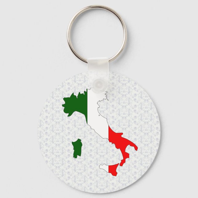 Italy Flag Map full size Key Ring (Front)