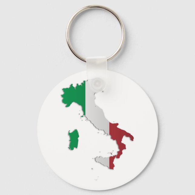 Italy Flag Map Key Ring (Front)