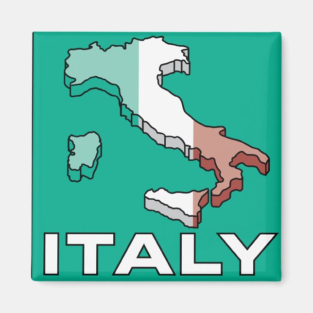 Italy Flag Map Magnet (Front)