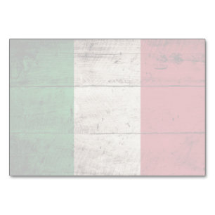 Italy Flag on Old Wood Grain Table Number