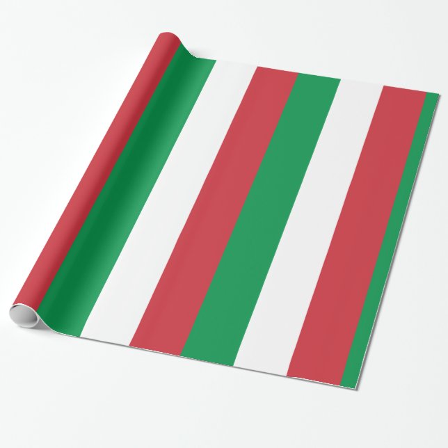 Italy Flag:  Red White Green stripes Wrapping Paper (Unrolled)