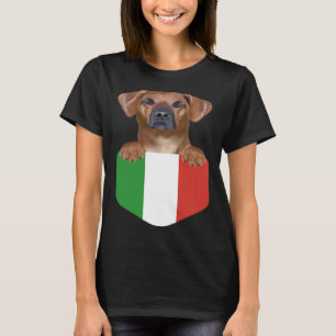 Italy Flag Rhodesian Ridgeback Dog In Pocket T-Shirt