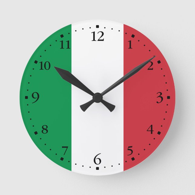 Italy Flag Round Clock (Front)