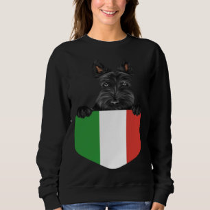 Italy Flag Scottish Terrier Dog In Pocket Sweatshirt