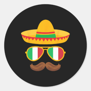 Italy Flag Sungles Italian Cinco De Mayo Mexican B Classic Round Sticker