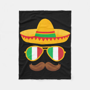 Italy Flag Sungles Italian Cinco De Mayo Mexican B Fleece Blanket