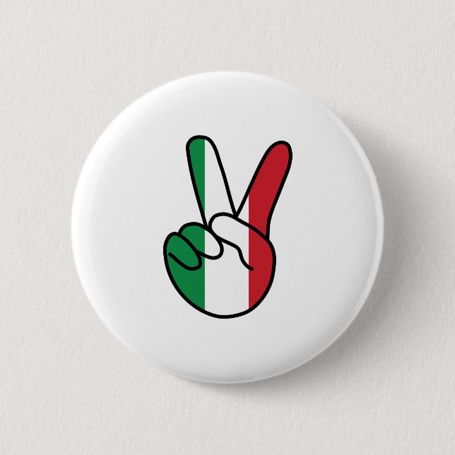 Italy Flag V Sign 6 Cm Round Badge (Front)