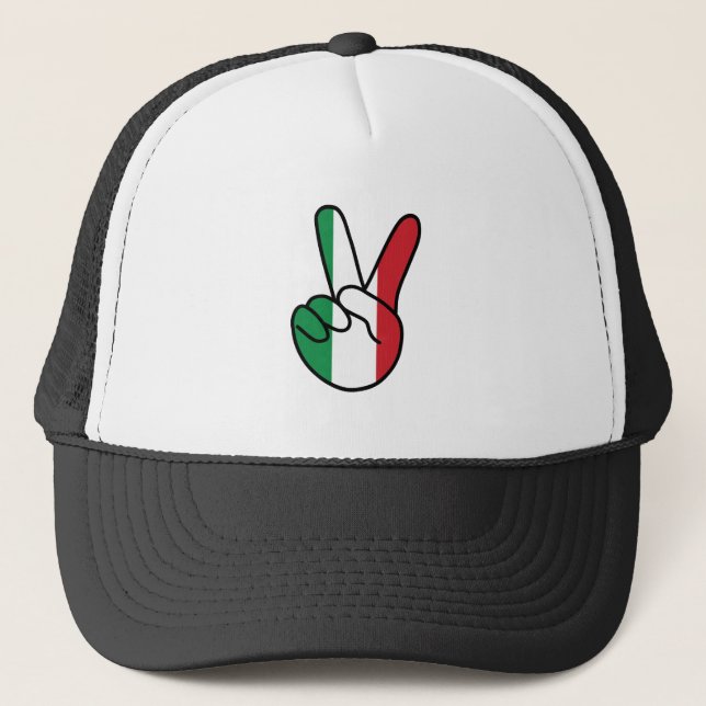 Italy Flag V Sign Trucker Hat (Front)