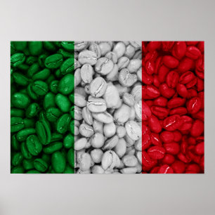 Italy flag with coffee poster