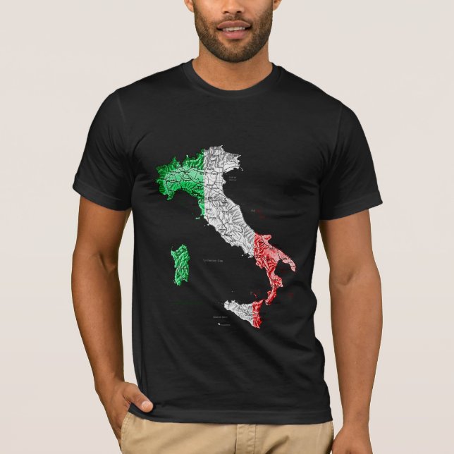 Italy Flagcolor Map T-Shirt (Front)