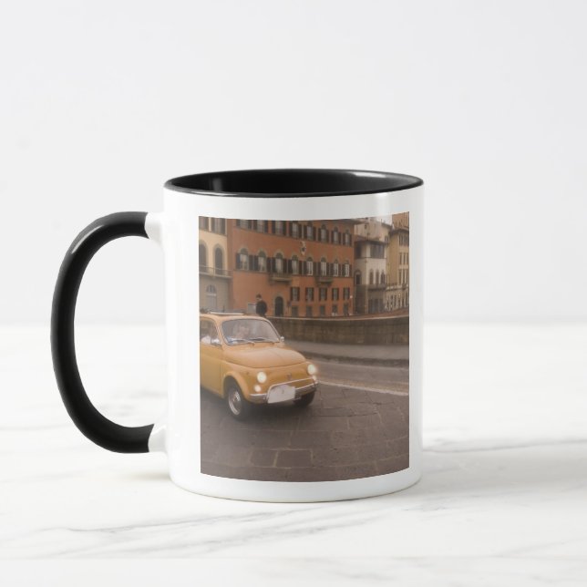 Italy, Florence. Fiat 800 Rally crosses Arno Mug (Left)