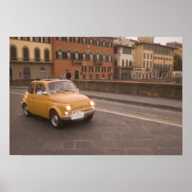 Italy, Florence. Fiat 800 Rally crosses Arno Poster (Front)