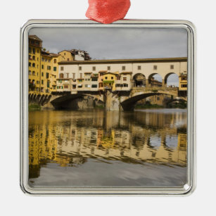 Italy, Florence, Reflections in the River Arno Metal Ornament