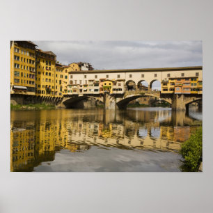 Italy, Florence, Reflections in the River Arno Poster