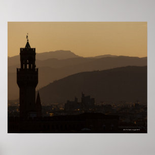 Italy, Florence, Towers in city at dusk Poster