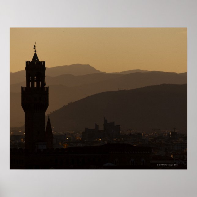 Italy, Florence, Towers in city at dusk Poster (Front)