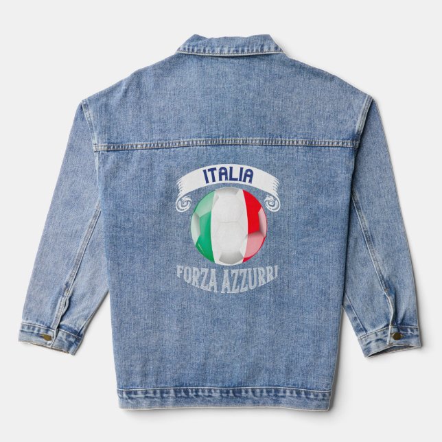 Italy Football Fans Italian National Team Of Europ Denim Jacket (Back)