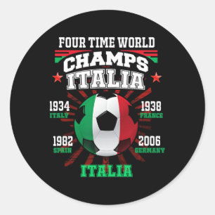 Italy Footll With Cup Years For Italia Soccer Fans Classic Round Sticker