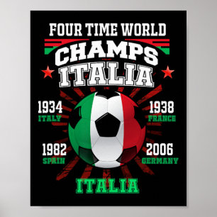 Italy Footll With Cup Years For Italia Soccer Fans Poster