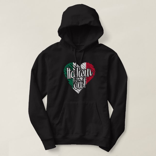 Italy For Girl Italian Heart Flag for Women Italia Hoodie (Design Front)