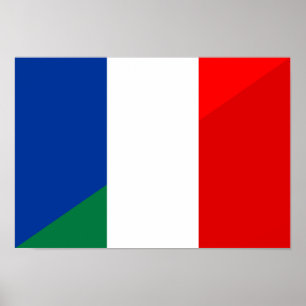 italy france flag country half symbol poster