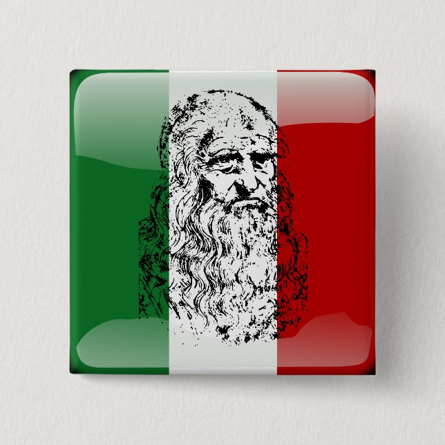 Italy glossy flag 15 cm square badge (Front)