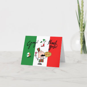 Italy Grazie Pizza Wine Kiss XOXO Thank You Card