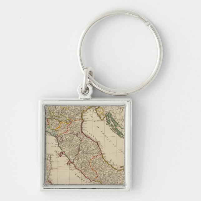 Italy hand coloured Atlas Map Key Ring (Front)