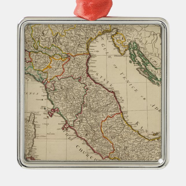 Italy hand coloured Atlas Map Metal Tree Decoration (Front)