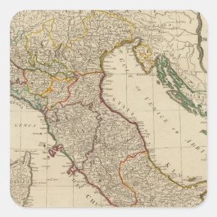 Italy hand coloured Atlas Map Square Sticker
