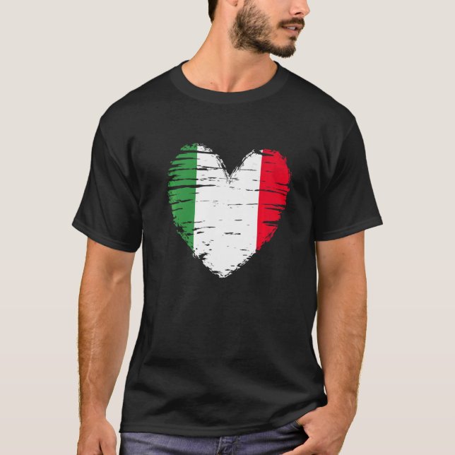 Italy Heart Italian Flag Italian Pride T-Shirt (Front)