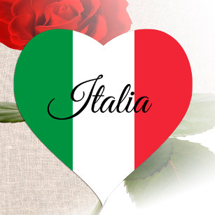 Italy Heart Sticker, Patriotic Italian Flag Heart Sticker