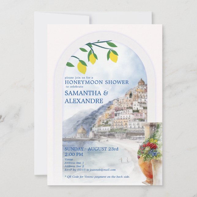 Italy Honeymoon on Amalfi Tuscany Couples Shower Invitation (Front)