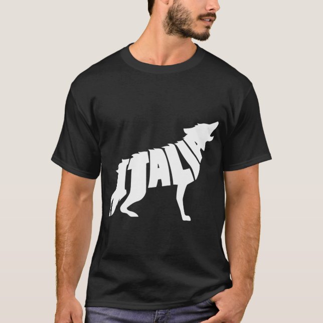 Italy Howling Italian Wolf Word Art Funny Animal T-Shirt (Front)