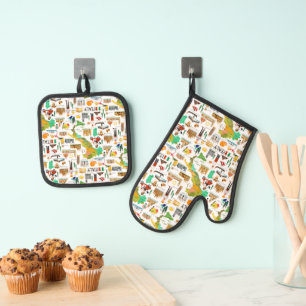 Italy Icons Design Oven Mitt & Pot Holder Set
