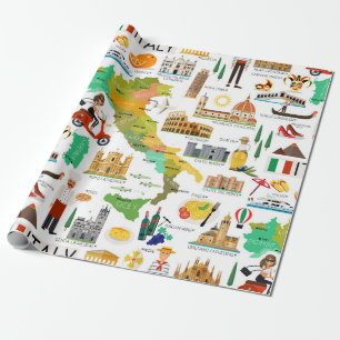  Italy Icons Design Wrapping Paper