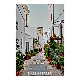 ** Italy Italia AP12 Street Plants Painting Poster