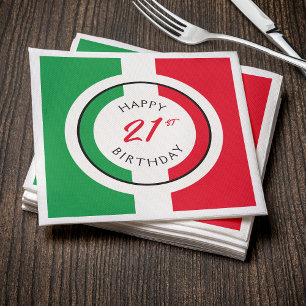 Italy Italia Italian Flag Happy 21st Birthday Napkin