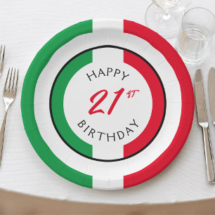 Italy Italia Italian Flag Happy Birthday Paper Plate
