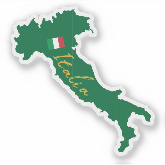 Italy Italia map outline with name and flag (Front)