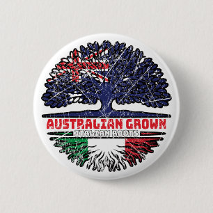 Italy Italian Australian Australia Tree Roots Flag 6 Cm Round Badge